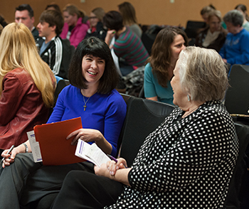 Workshop participants interact with one another